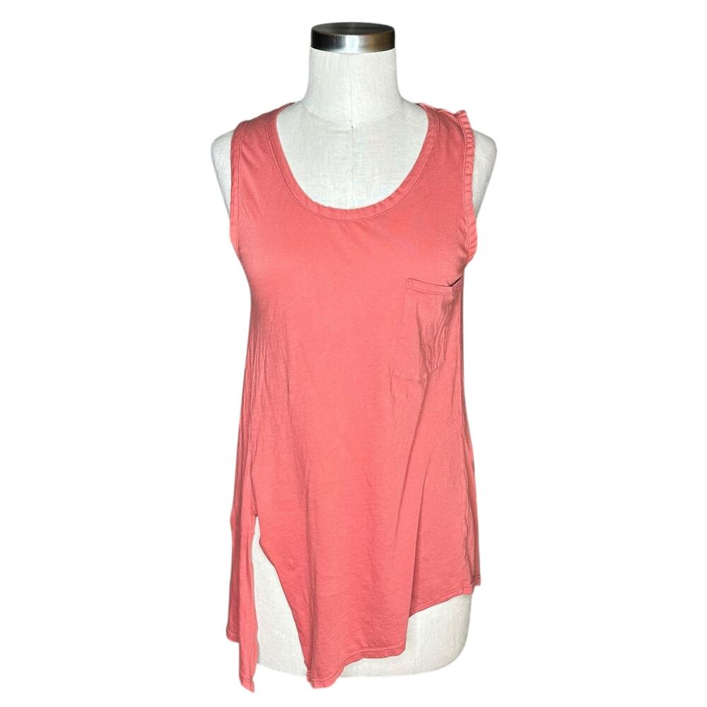 BOBI LOS ANGELES Pink Asymmetrical Side Tie Basic Tank Top Women's Size Medium‎